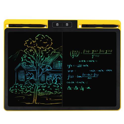 Toddler Kids Fluorescence Print Writer Pad 16 Inch Painting Panel Binding Double-sided 2 In 1 Pencil