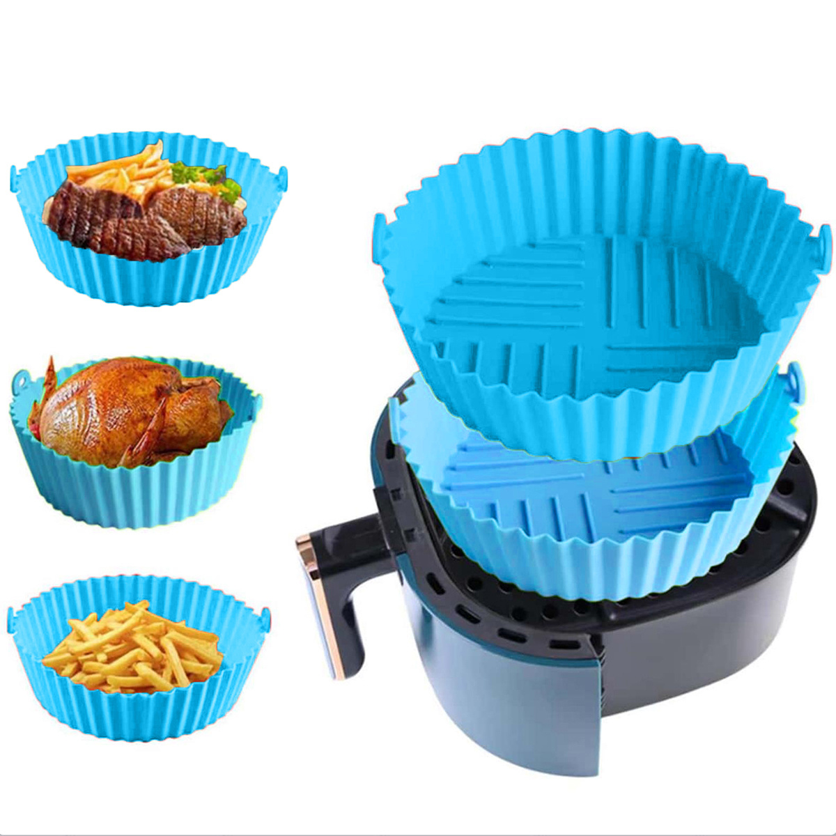 Air Fryer Liners – Food Grade BPA Free Silicone Liner – Air Fryer  Accessories – 3 Piece Set: 2 Liners + Tongs – Air fryer, Microwave, Instant  Pot & Oven Insert … in 2023
