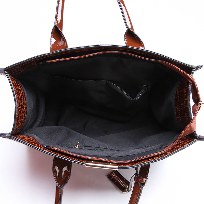 Crocodile Embossed Handbag, Large Capacity Crossbody Bag, Women's Faux Leather Satchel Purse,Temu