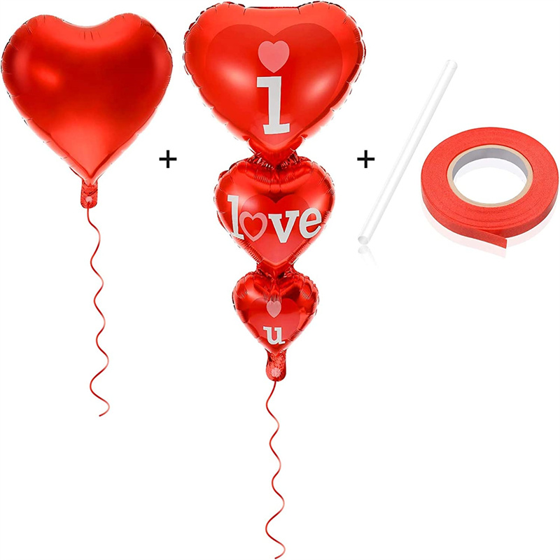 20red Heart Balloon + 2 Love Heart String Balloon Support - Temu Canada