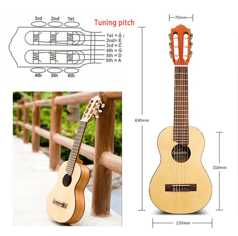 Initer Guitarlele Ukulele Mahogany Wood 6 Nylon Strings Temu New Zealand