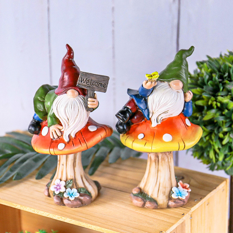 Resin Statue Garden Patio Ornament Mushroom Gnome Temu