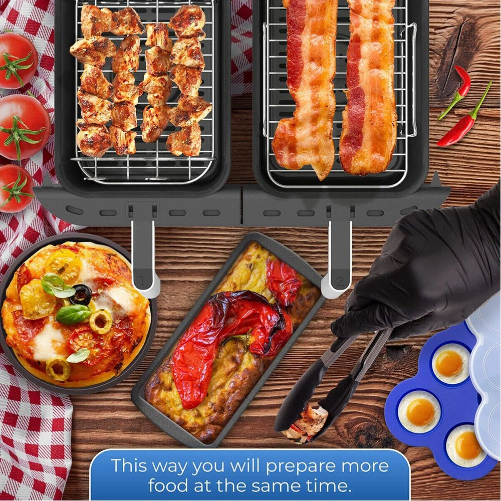 Multifunctional Air Fryer Accessories - Stainless Steel Double-layer Grill  Steaming Rack With 1 Shelf And 4 Skewers For Perfectly Cooked Meals - Temu