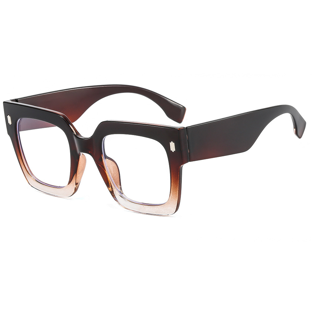 Square Large Frame Glasses Clear Lens Light Blocking Glasses Women Ladies