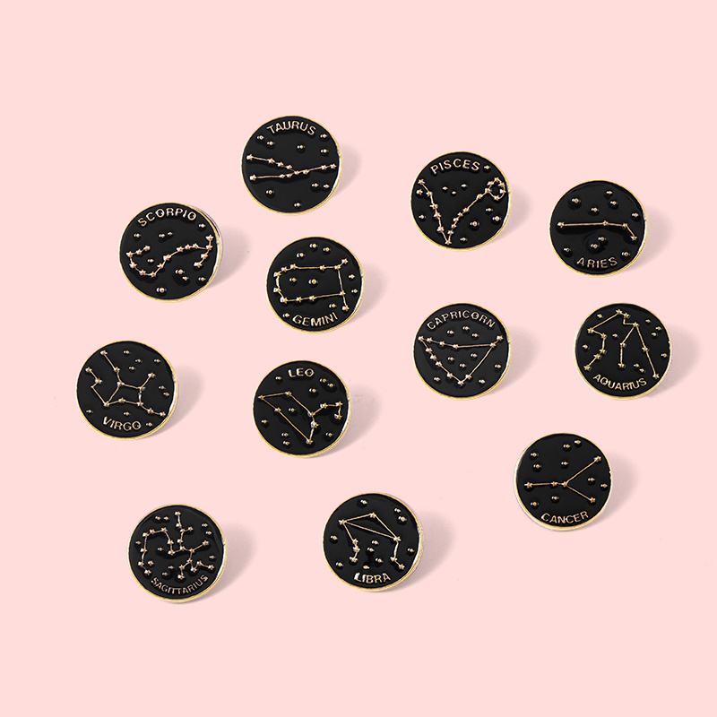 12 Constellations Enamel Pins Custom Aries Scorpio Gemini Temu 