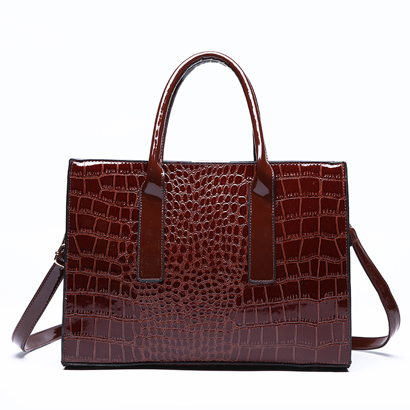 Women's Faux Crocodile Embossed Tote Bag, Large Capacity Shoulder