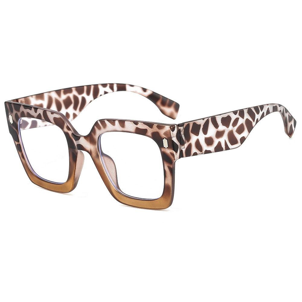 Square Large Frame Glasses Clear Lens Light Blocking Glasses Women Ladies