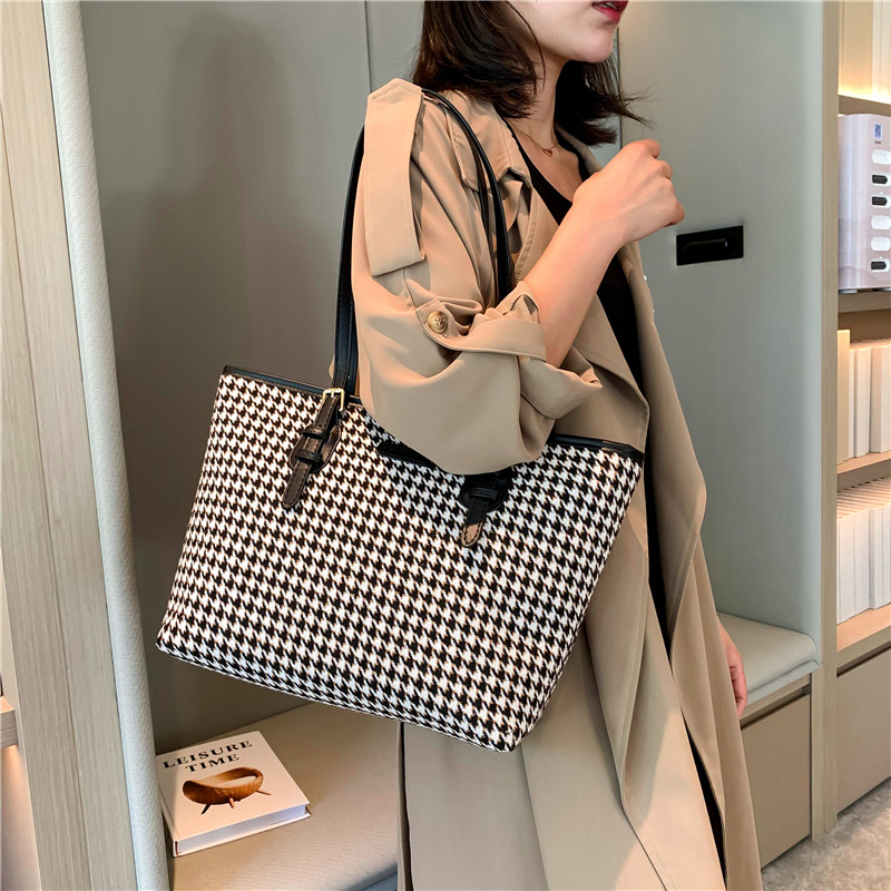 Luxury Soft Houndstooth Print Tote Bag – Fashion CITY