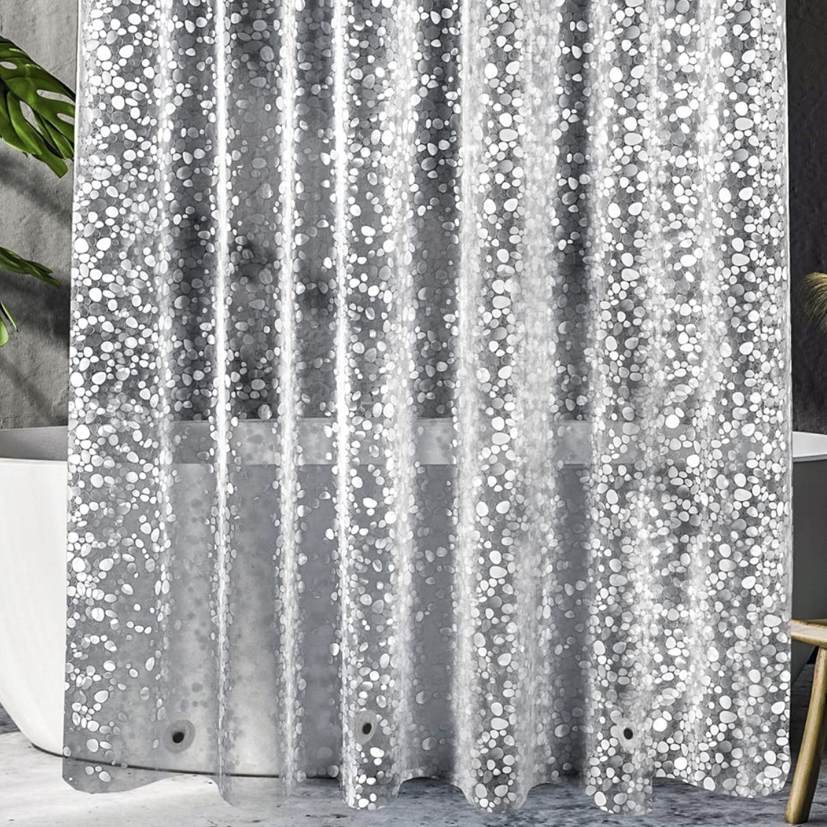 Pebble Clear Shower Curtain Liner X Peva 3d Plastic Shower - Temu