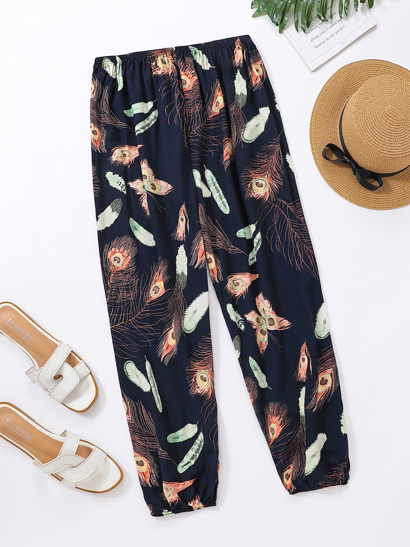 Kids Floral Print Casual Leg Pants