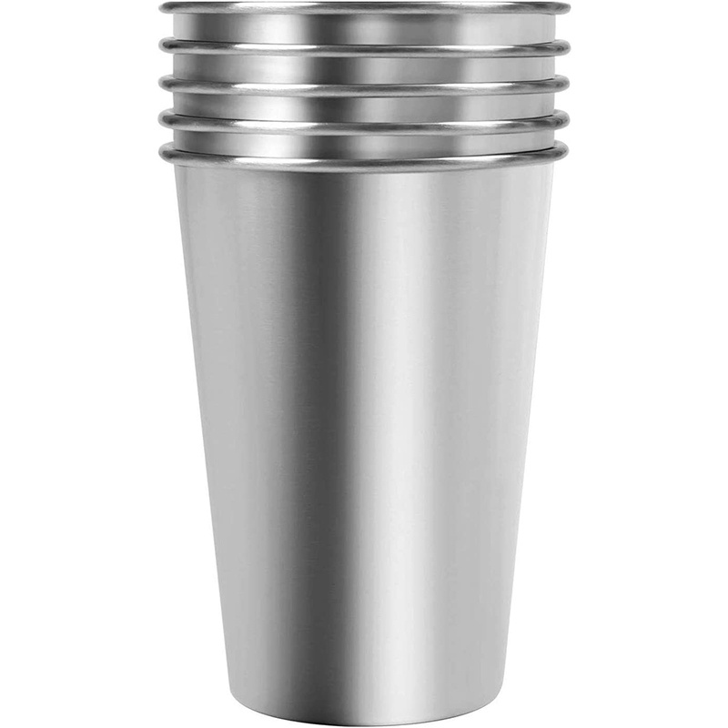 16 Pack Stainless Steel Cups for Kids and Adult Pint Cup