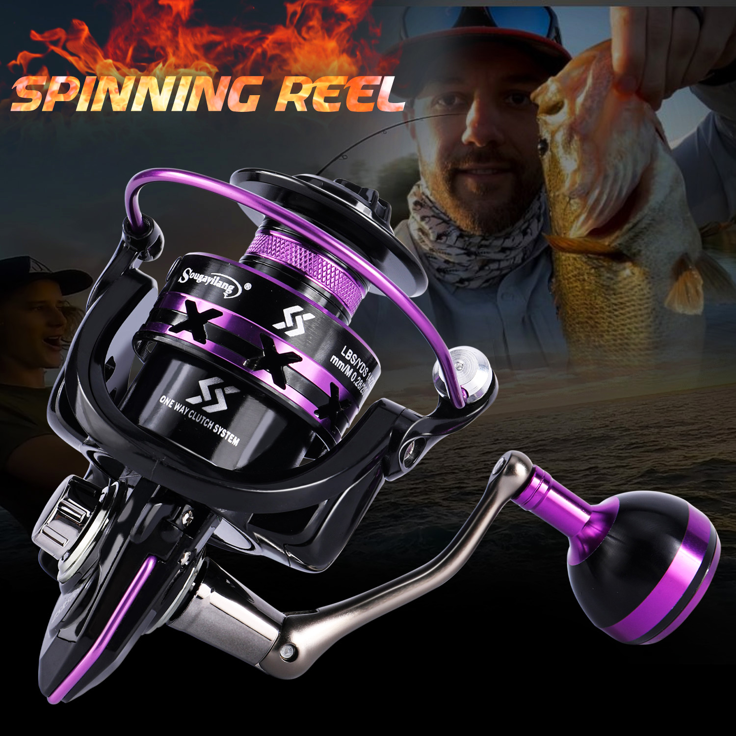 Sougayilang Spinning Fishing Reels 2000-5000 Series 12+1BB Carp