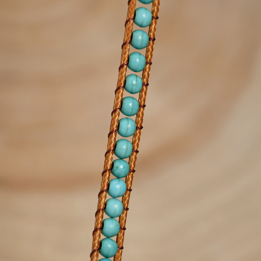 Women's Turquoise Beaded Wrapped Double Layered Bracelet