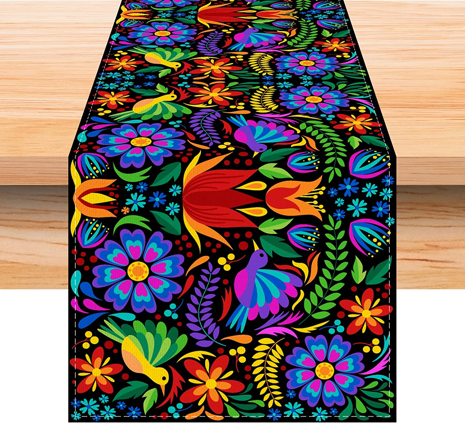 Linen Mexican Fiesta Table Runner, Long Mexican Fiesta Themed Party ...