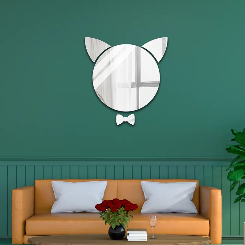 Cartoon Gentleman Cat Acrylic Mirror Sticker Mirror Wall - Temu
