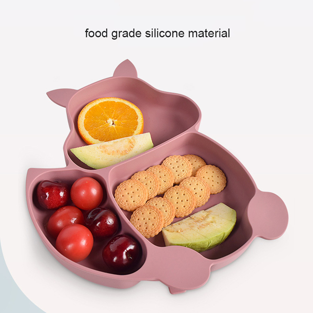 Silicone Baby Plates Spoons Forks Bib Bowls Dish Cup Child Feeding Suction  Kids Toddler Eating Tableware Dinnerware Non-slip Set