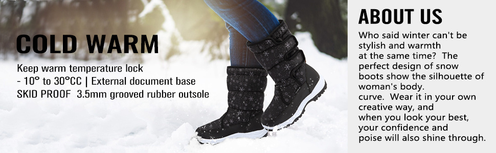 Women′ S MID-Calf Winter Snow Boots Tall Warm Non-Slip Waterproof