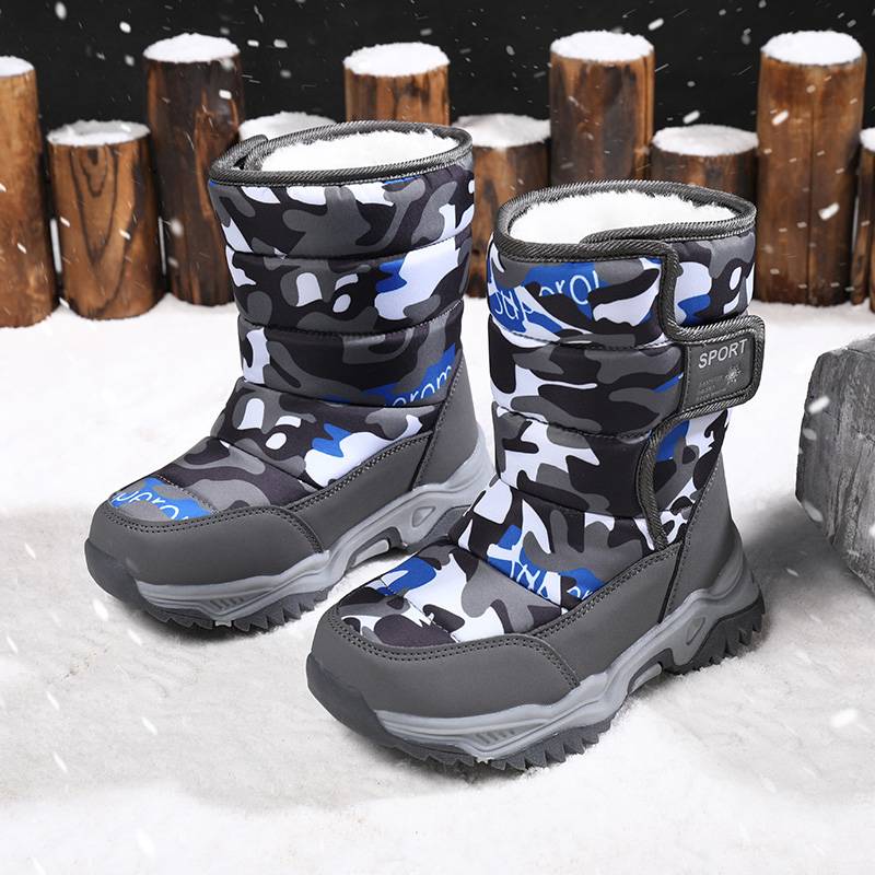 Kids Boys Girls Outdoor Snow Boots Winter Fur Lined Warm Boots Walking ...