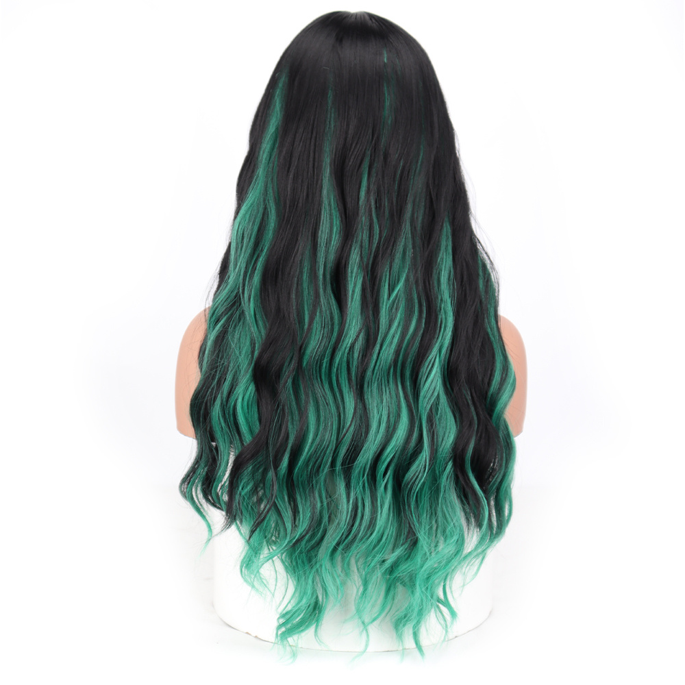 black ombre hair green