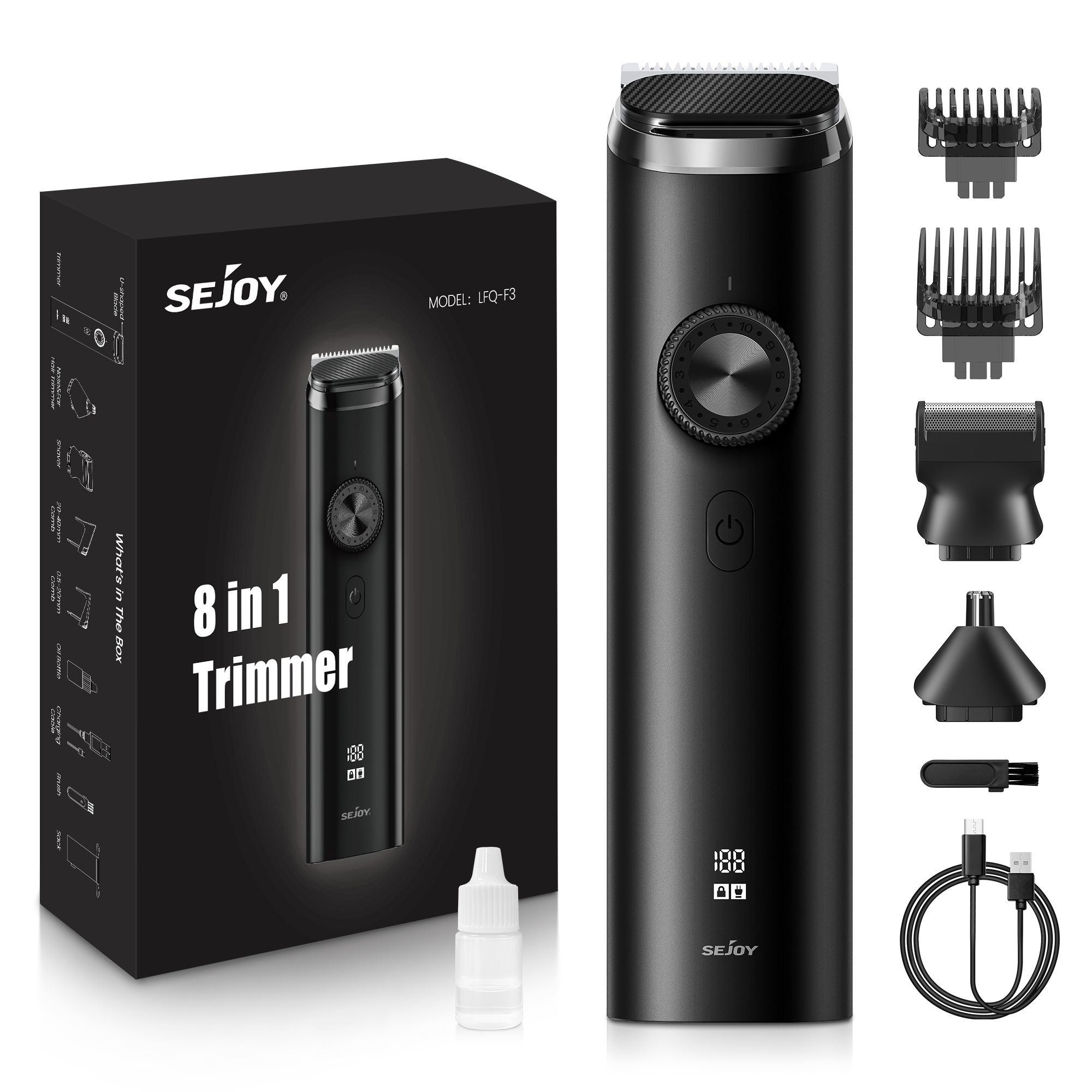 Sejoy 8 In 1 Grooming Kit Electric Hair Trimmer Shaver Ear And Nose