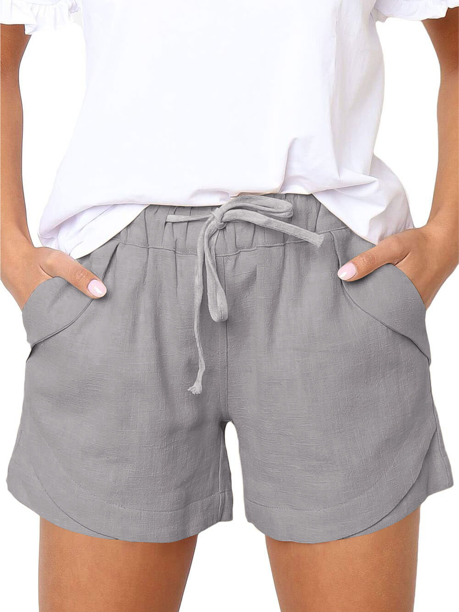 Ladies Cotton Pocket Drawstring Hot Pants Women Loose Casual Elasticity  Shorts