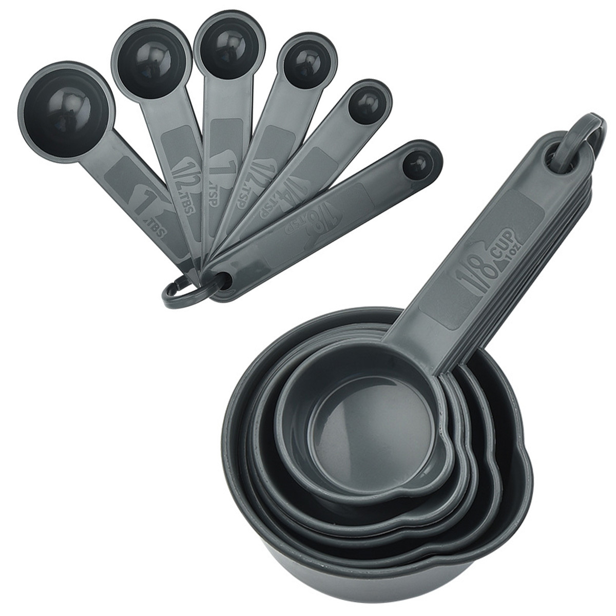 10PCS Plastic Stackable Measuring Cups & Spoons Set, 5 Measuring Cups & 5  Spoons, Food/Liquid/Baking, Delicate Measuring kitchen Measuring Set for  Baking & Cooking(Black)