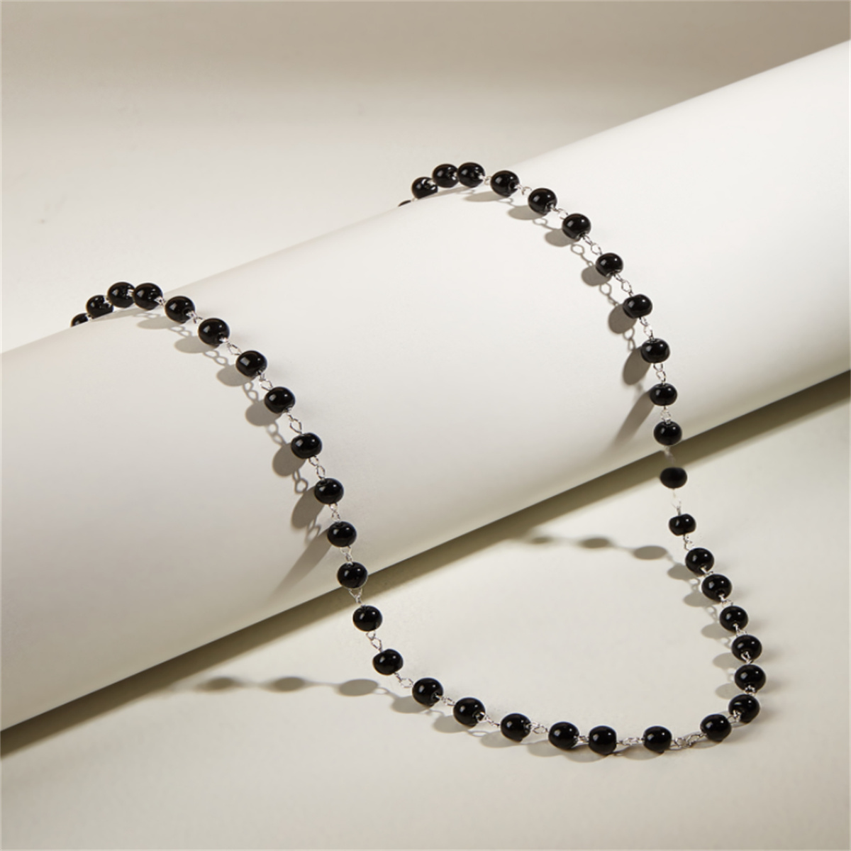 Black Pearls Beaded Necklace Adjustable Neck Jewelry Decor Dainty Jewelry