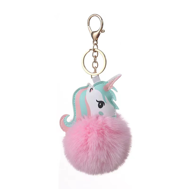 Pink Unicorn Fluff Keychain