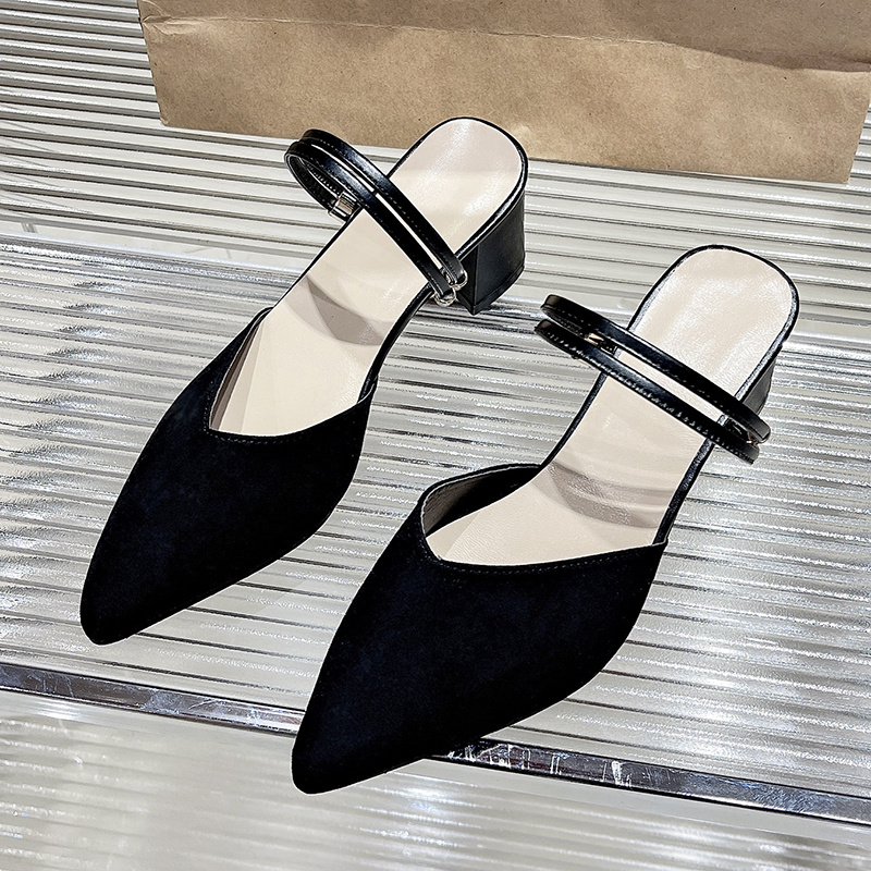 Pointed Toe Chunky Heeled Pumps Two Ways Wear Women s Shoes Temu