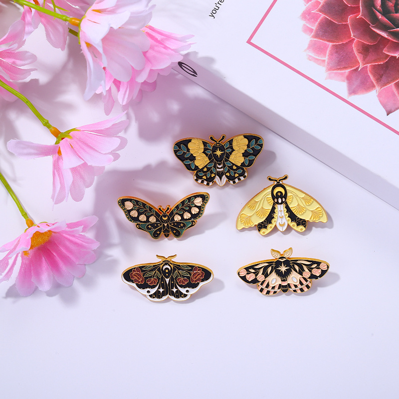 Custom Colorful Butterfly Wings Enamel Pins Vintage Insect Floral Brooches  Lapel Badges Sweet Animal Jewelry Gift For Kids Women
