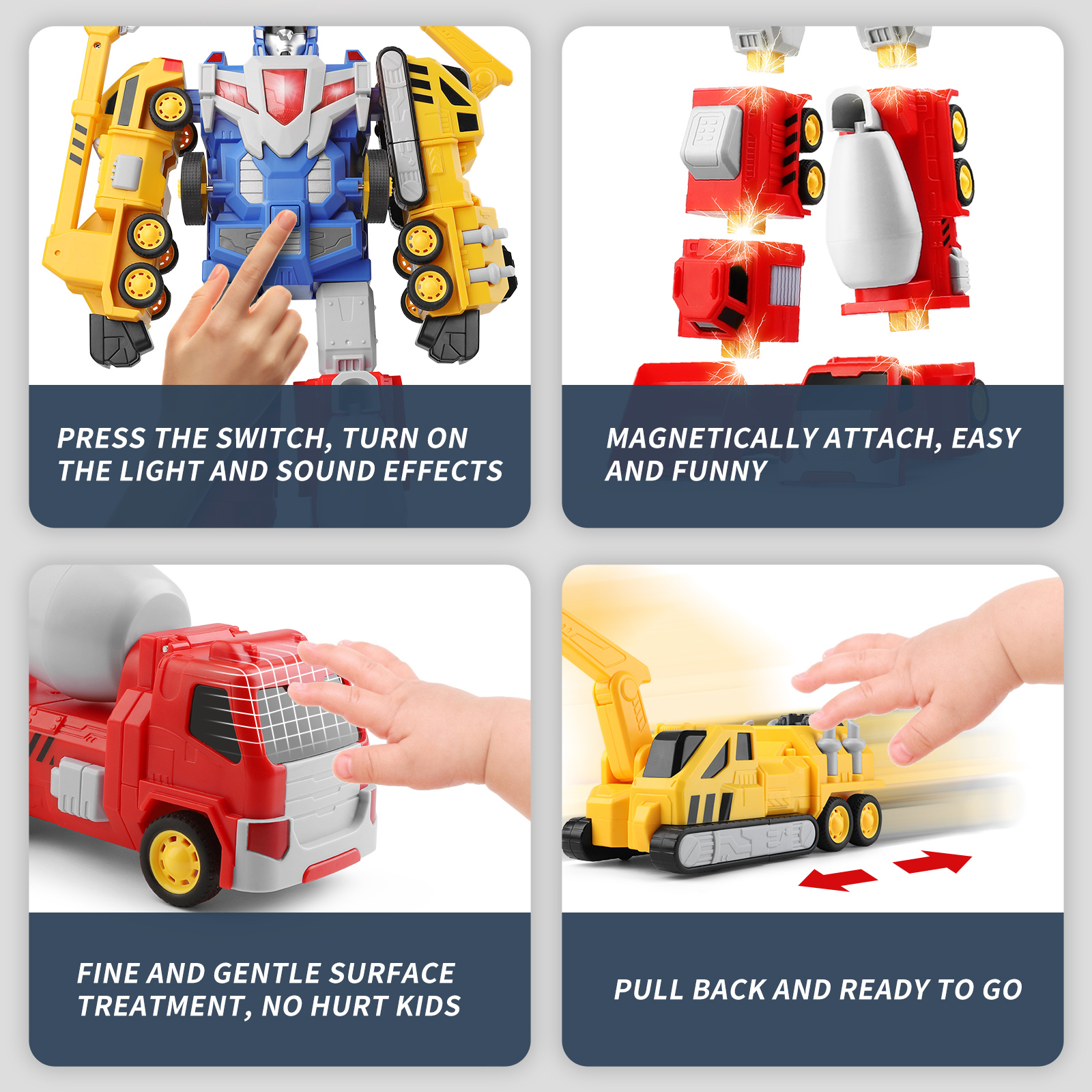 Juguetes para niños de 3 4 5 6 7 años – Vehículos de construcción  transforman juguetes robot para niños, juguetes de construcción STEM para  niños de 4 a 8 años con juguetes extraíbles, camiones 5 en