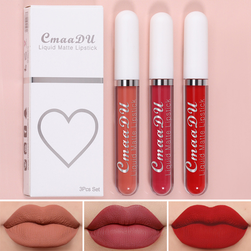 Box Of 3 Matte Nonstick Cup Waterproof Lipstick Long Lasting Lip Gloss High Quality 9071