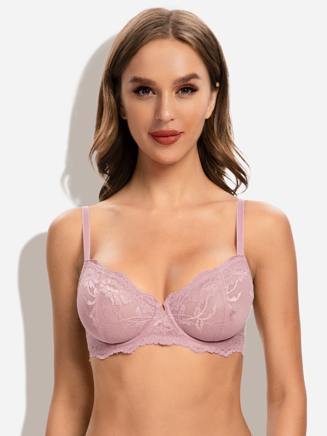 Contrast Lace Push Bra Sexy Hollow Breathable Intimates Bra - Temu