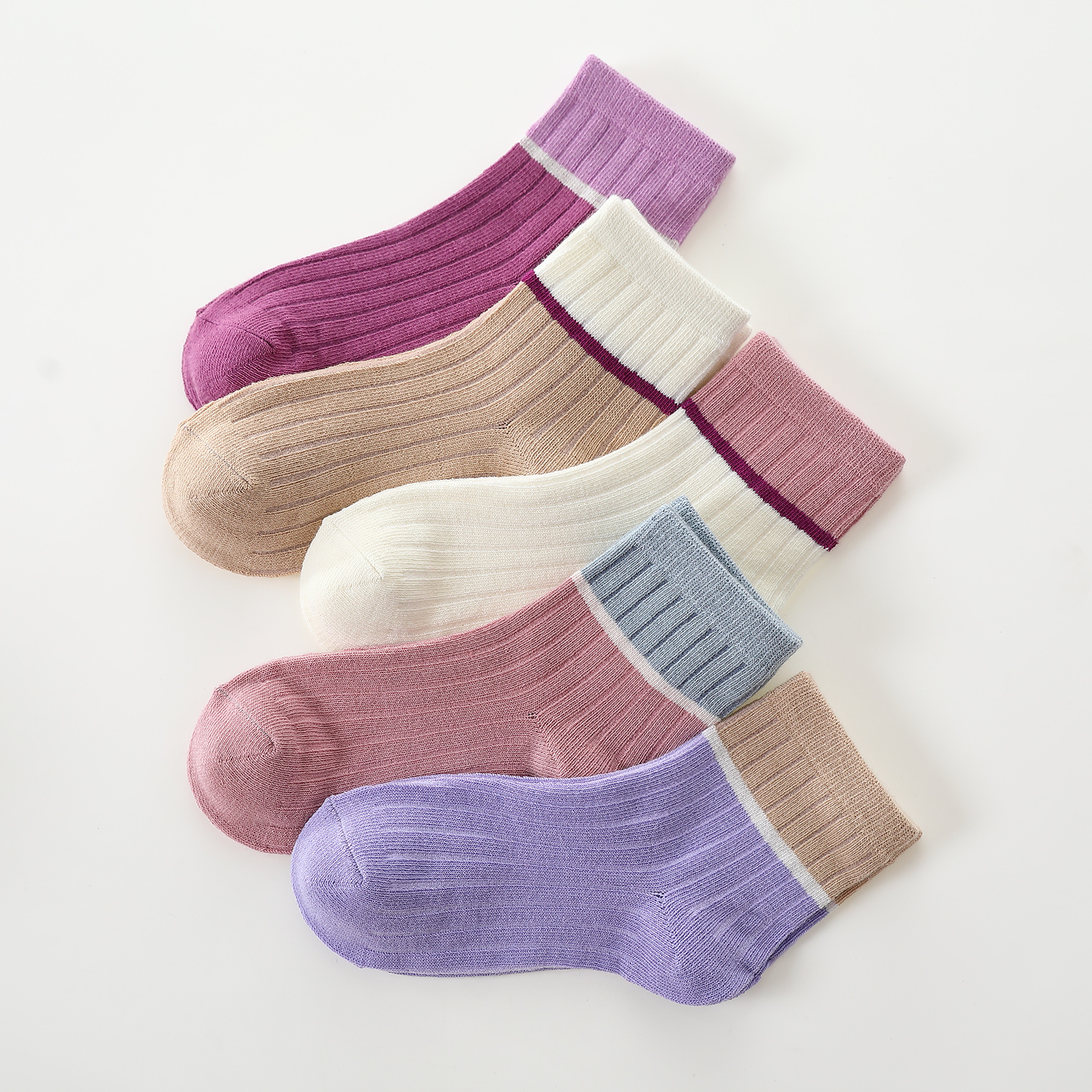 2 Paar Mädchen-Socken Aus Söckchen Baumwollmischung Vier Kinder Farben Farbblock-Design, Mit Germany Für Und Jahreszeiten In Für Kleinkinder Temu - Verschiedenen Bequeme