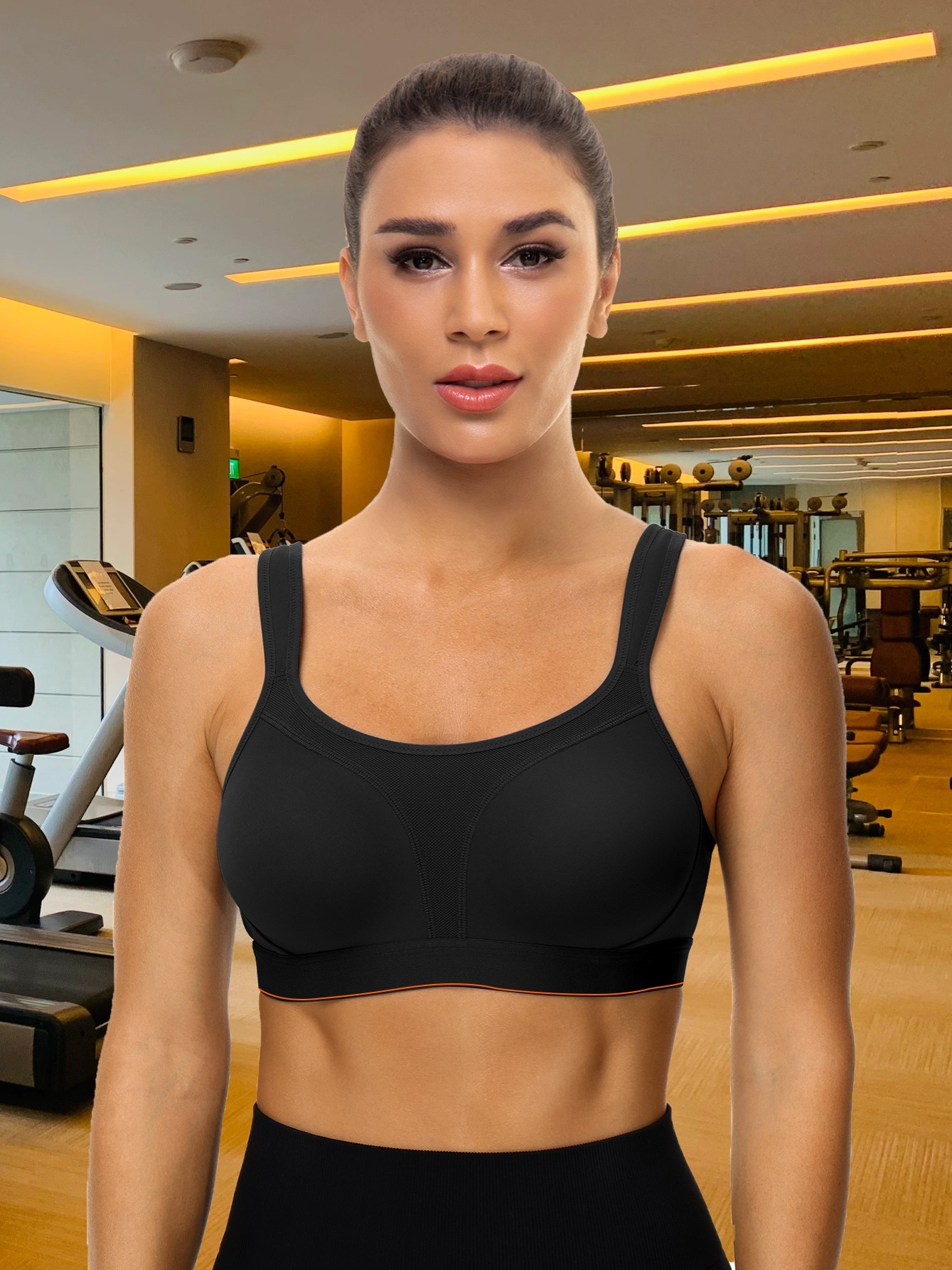 Hollow Contrast Mesh Breathable Sports Bra Stretchy Fitness - Temu