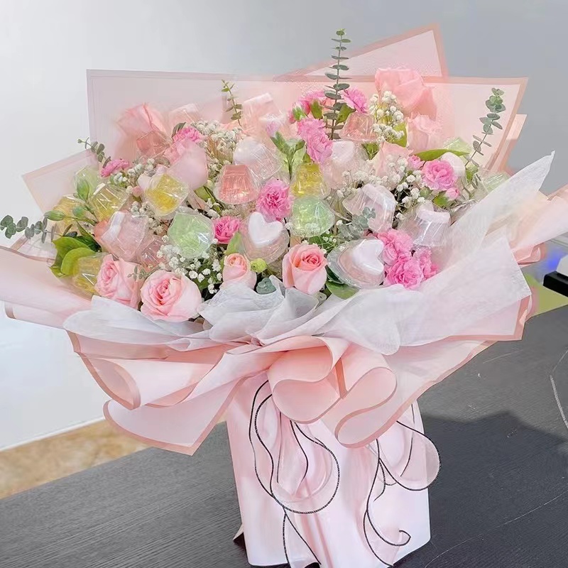  Korean Style Flower Wrapping Paper Floral Bouquet Wraps Gift  Packaging Florist Supplies 20 Counts (Light peach) : Health & Household