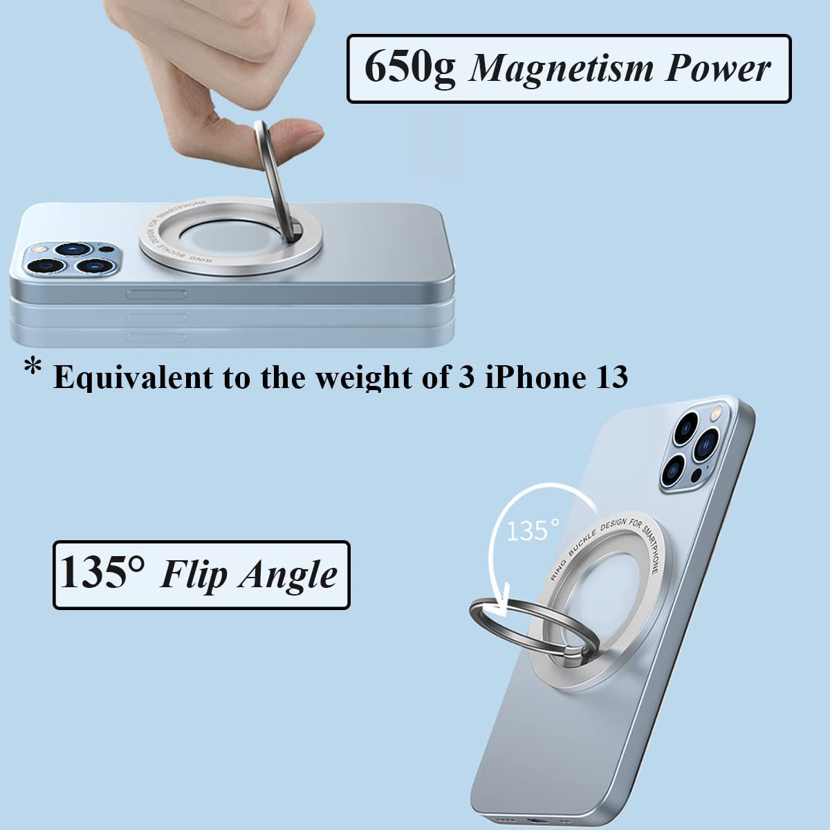 Anillos de dedo de metal magnético Cargador inalámbrico Coche Soporte para  teléfono móvil Soporte Grip