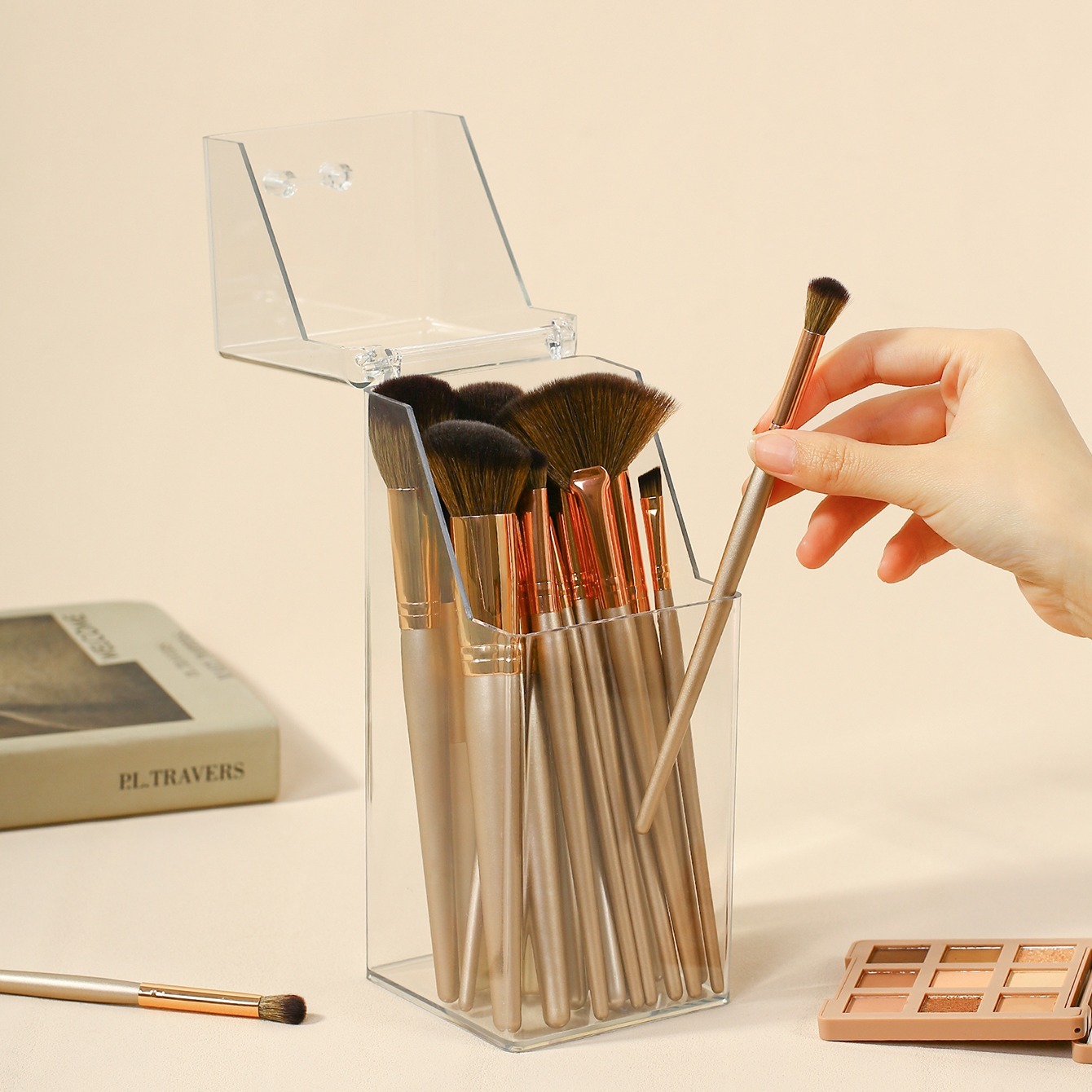 Wooden Paintbrush Holder Makeup Brush Organizer - Temu