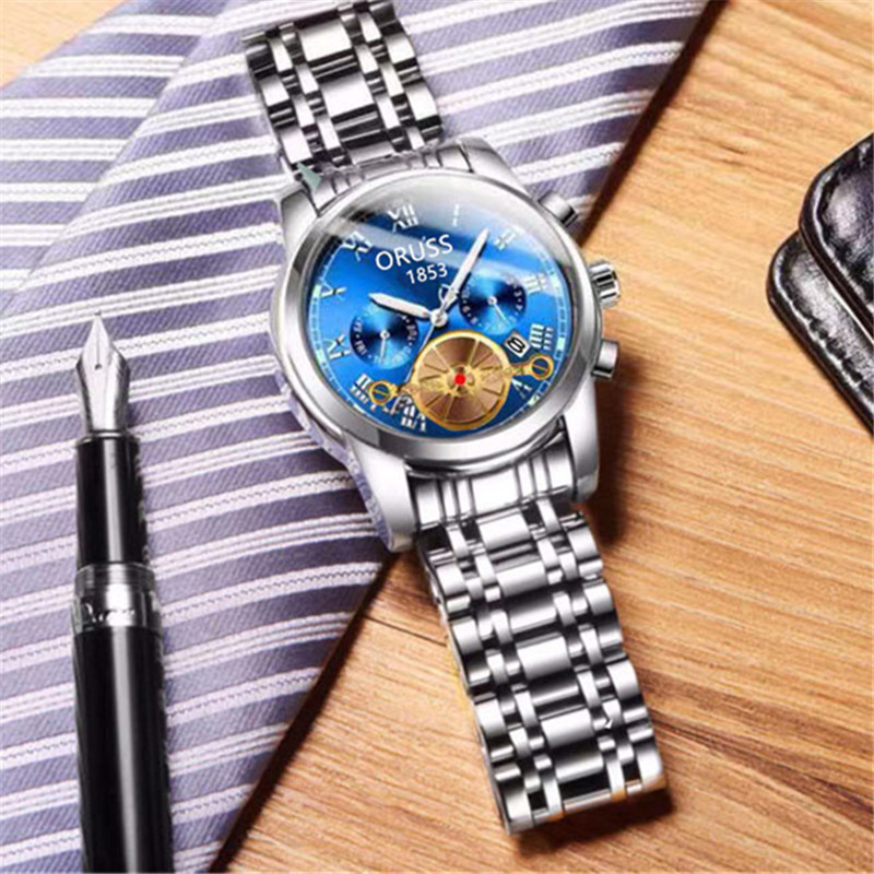 2022 new watch mens luminous waterproof high end temperament trend mens watch calendar steel band large dial details 2