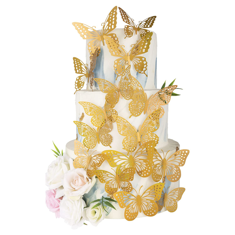 Glittery Golden Butterfly Cake Toppers Perfect For Birthday - Temu