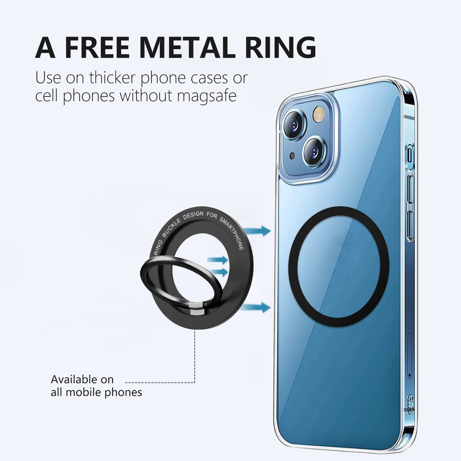 Crystal Clear Magnetic MagSafe Charging Ring Holder Case For