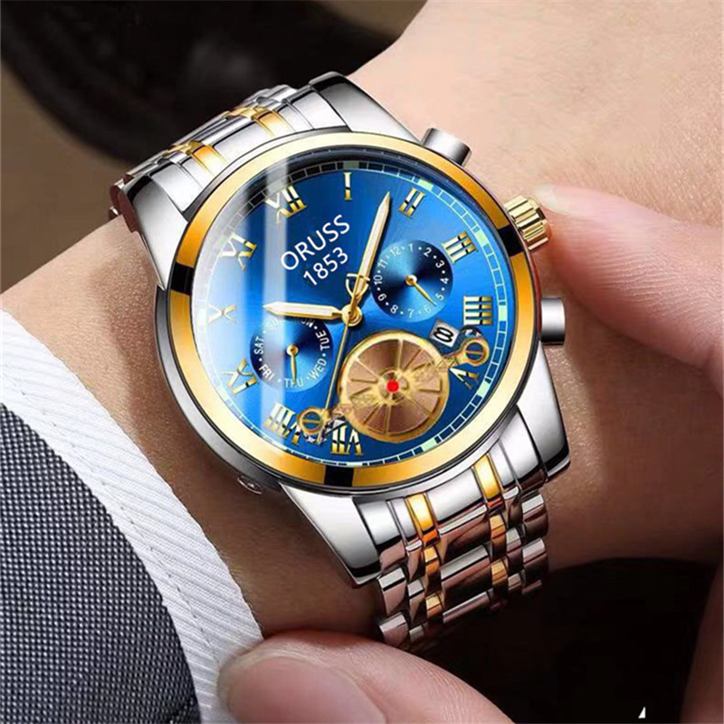 2022 new watch mens luminous waterproof high end temperament trend mens watch calendar steel band large dial details 3