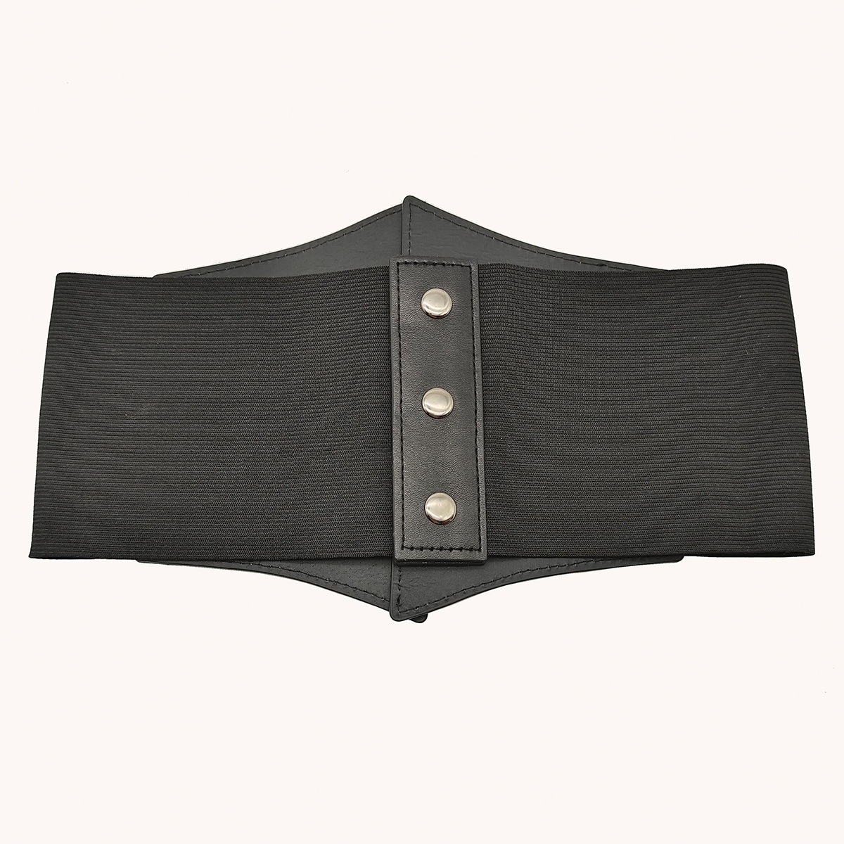 Vintage Lace Up Zipper Girdle Black PU Leather Elastic Wide Waistband  Classic Dress Coat Girdle Waspie Corset Belt For Women