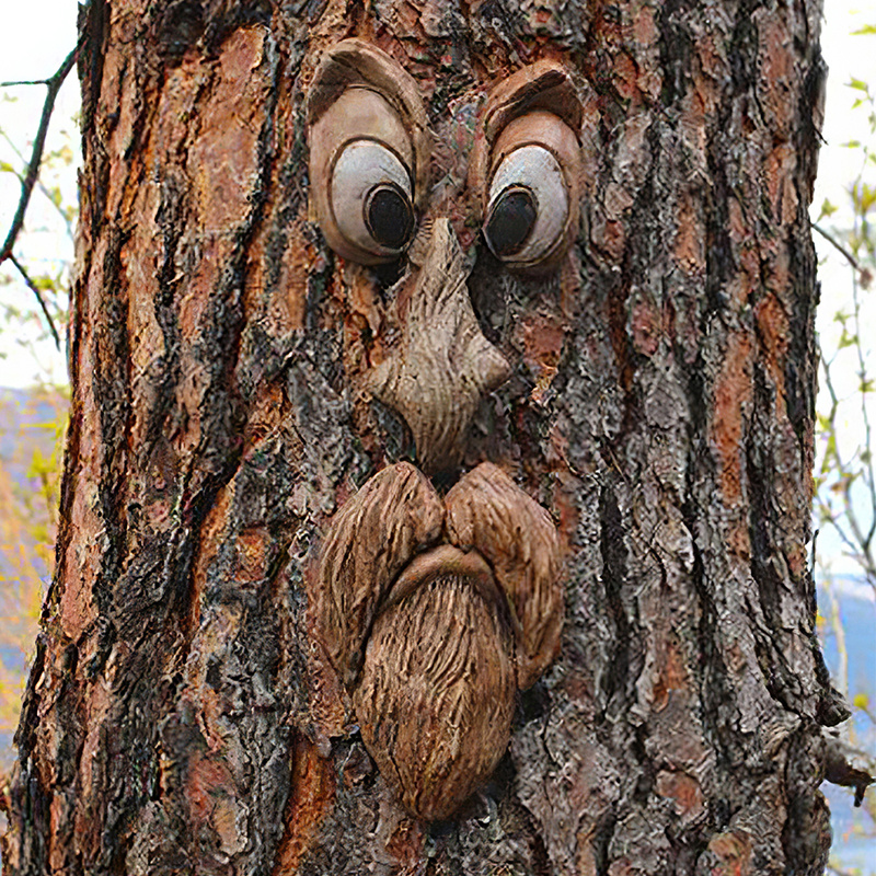 

Bring A Smile To Your Garden: 1pc Funny Old Man Tree Face Decoration