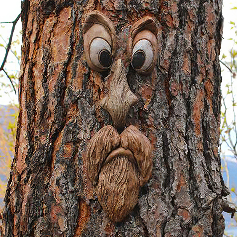 Willy the Tree Face. Funny Faces for Trees. Outdoor Sculpture 