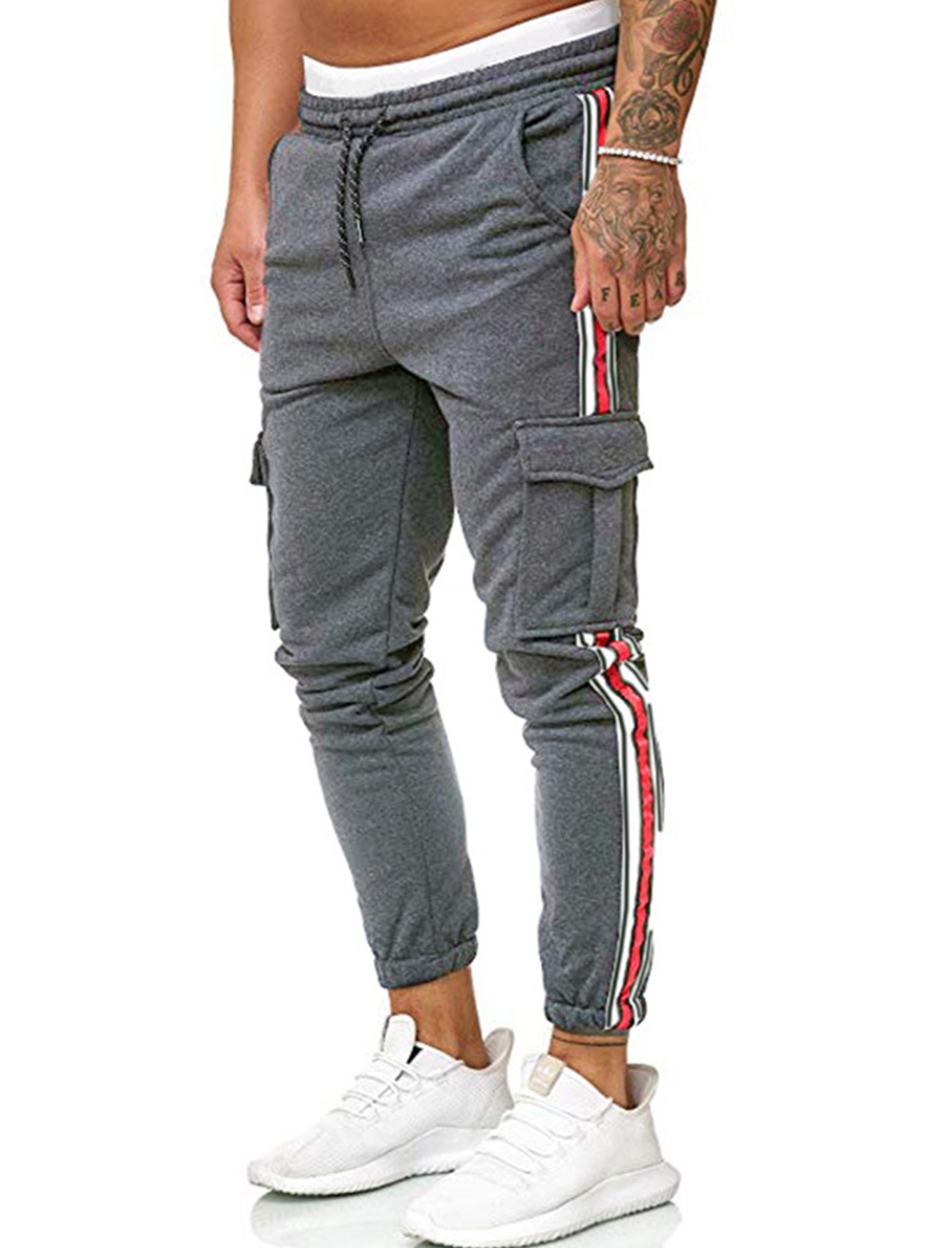 Vertical Stripe Drawstring Breathable Sweatpants Loose Fit - Temu