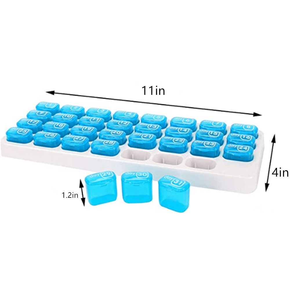 31 Day Monthly Pill Organizer Medication Pod Compartment Planner