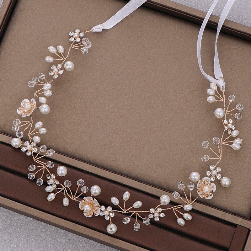 Flower Faux Pearl Headbands Woven Veil Wedding Accessories - Temu