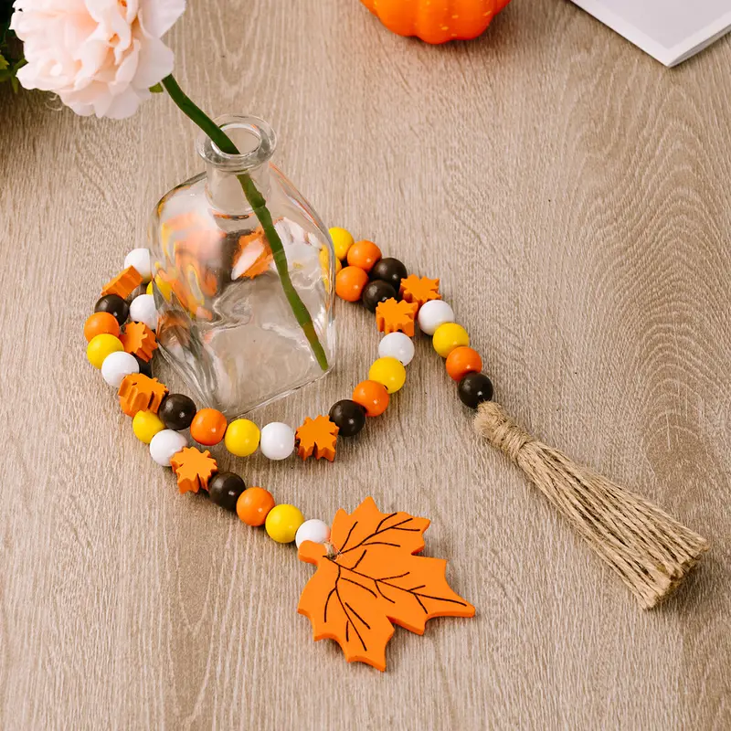 1pc 36.6inch Maple Leaf Style Bead String, Pumpkin Style Bead