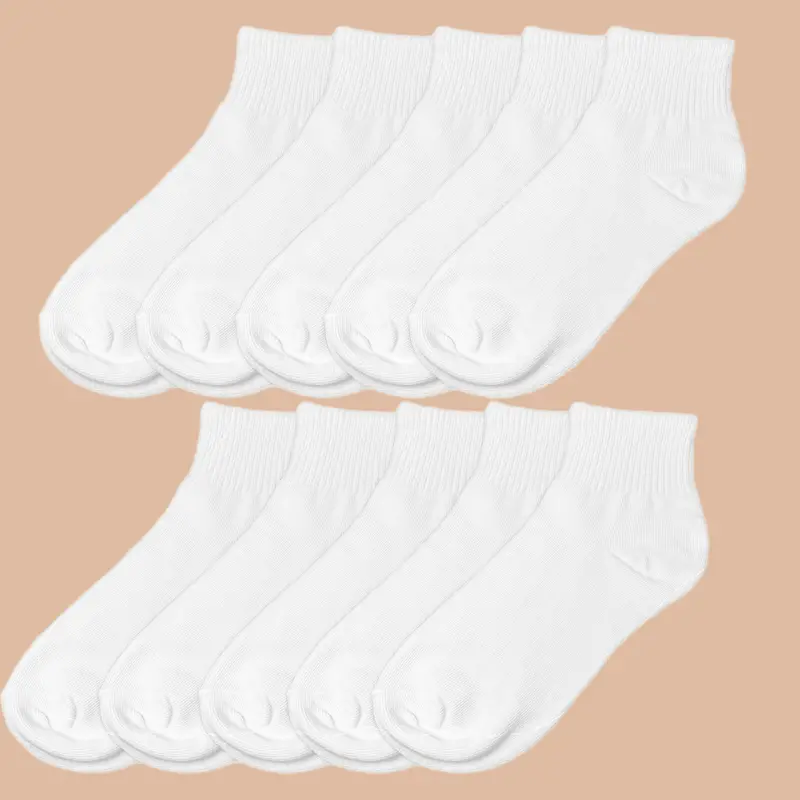 10 pares de calcetines deportivos blancos para mujer